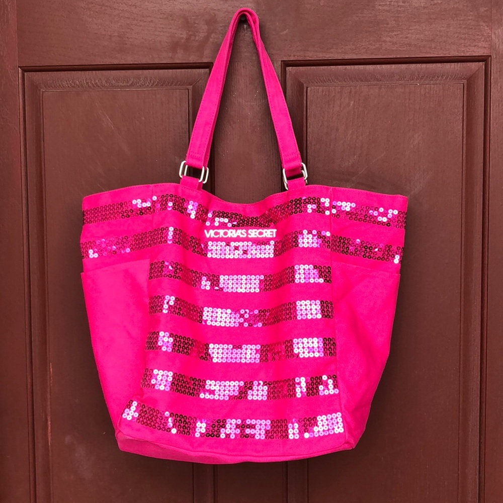 Victoria secret hot pink tote bag